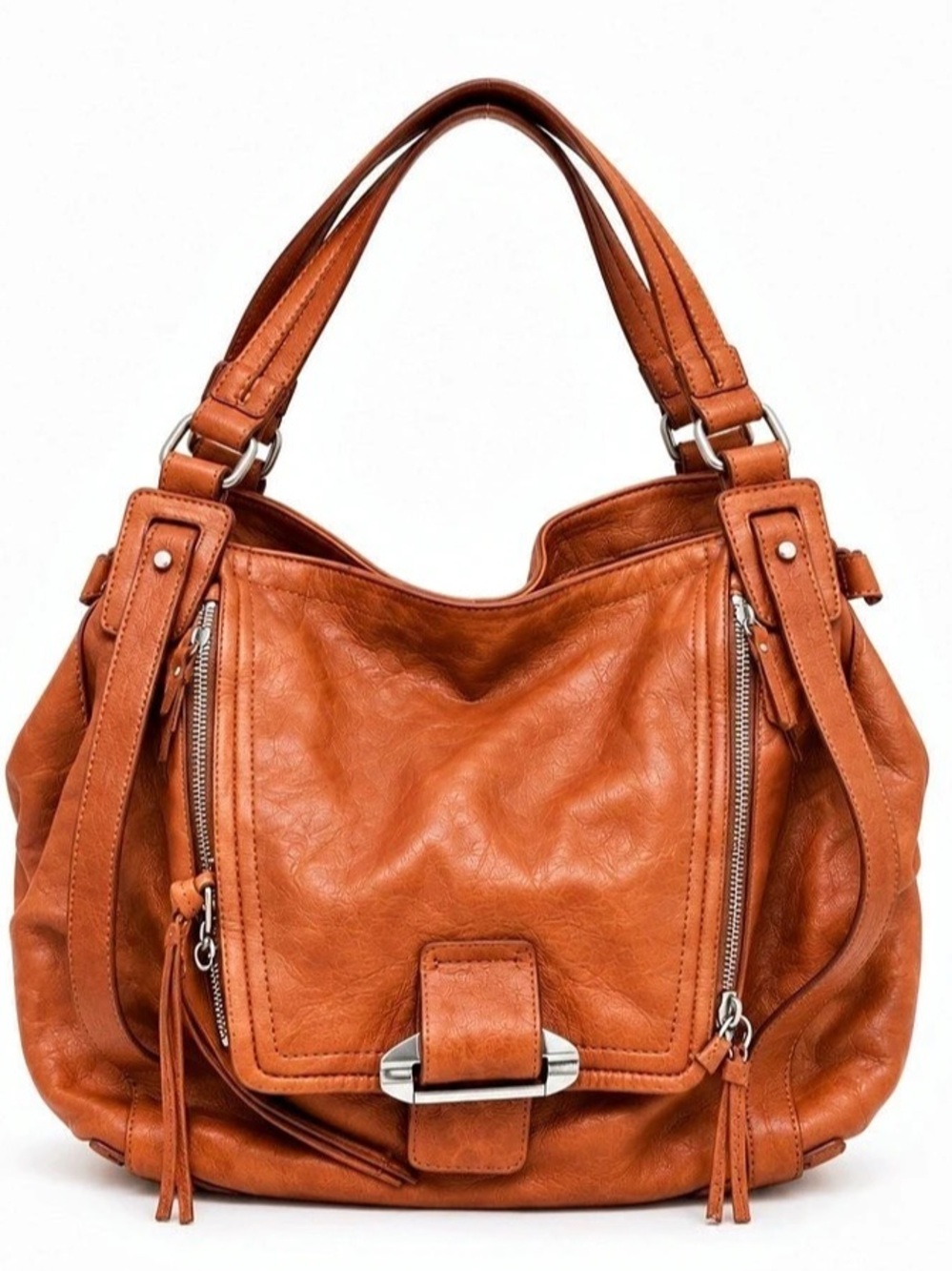 Kooba Jonnie Leather Hobo Bag in Cognac Brown Y2K